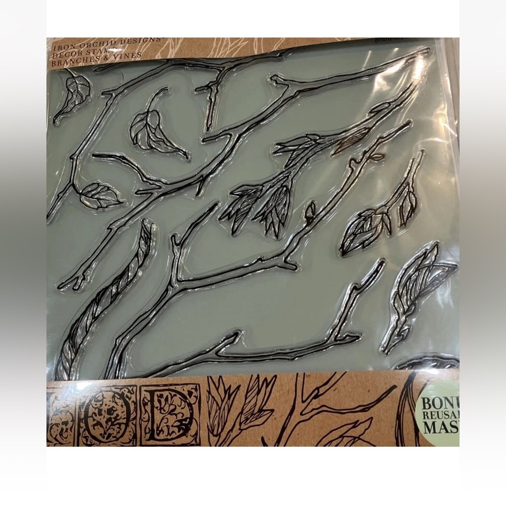 Iron Orchid Designs Branches & Vines 12" Silicone Decor Stamp Set New with Tags - Picture 1 of 2